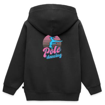 Pole Dance Dancer, Pole Dance, Pole Dancing - Sweat Premium à capuche zippé enfant bio - noir - Dos - AI Model Kid Male (0cm)