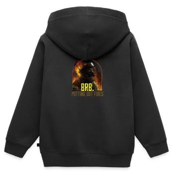 BRB éteindre les incendies pompier pompier - Sweat Premium à capuche zippé enfant bio - noir - Dos - AI Model Kid Male (0cm)