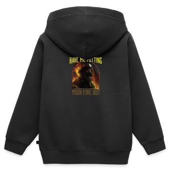 Demandez-moi d’éteindre votre feu pompier pompier - Sweat Premium à capuche zippé enfant bio - noir - Dos - AI Model Kid Male (0cm)