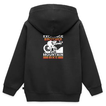 Échange frère pour le vélo de montagne - Sweat Premium à capuche zippé enfant bio - noir - Dos - AI Model Kid Male (0cm)