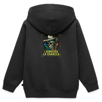 I Survived La Chancla Mexican Slippers Sandals - Kinder Premium Organic Zip Hoodie - Schwarz - Hinten - AI Model Kid Male (0cm)