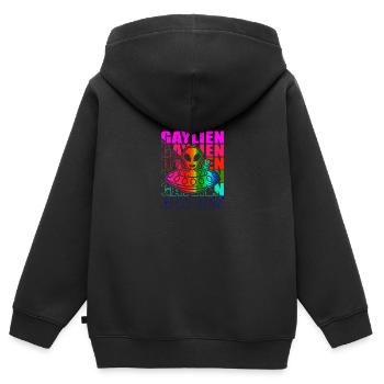 Gender Lesben, Schwule, Trans, Queer Regenbogen - Kinder Premium Organic Zip Hoodie - Schwarz - Hinten - AI Model Kid Male (0cm)