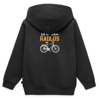 Ich Bin Selten Radlos Fahrrad - Kinder Premium Organic Zip Hoodie - Schwarz - Hinten - AI Model Kid Male (0cm)