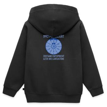 HU Zustand entspricht Alter und Laufleistung 1993 - Kinder Premium Organic Zip Hoodie - Schwarz - Hinten - AI Model Kid Male (0cm)