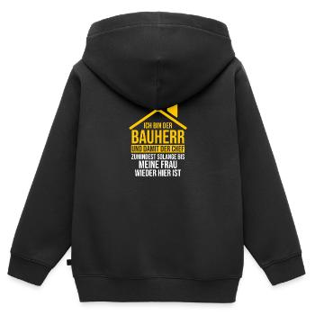Bauherr - Kinder Premium Organic Zip Hoodie - Schwarz - Hinten - AI Model Kid Male (0cm)