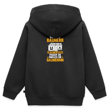 Bauherr - Kinder Premium Organic Zip Hoodie - Schwarz - Hinten - AI Model Kid Male (0cm)