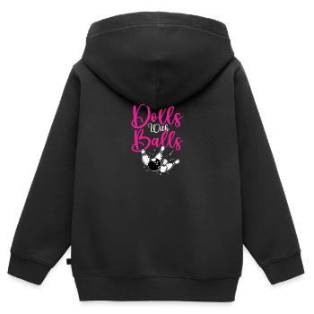 Poupées avec balles - Sweat Premium à capuche zippé enfant bio - noir - Dos - AI Model Kid Male (0cm)