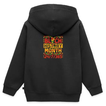 Mois de l’histoire des Noirs - Sweat Premium à capuche zippé enfant bio - noir - Dos - AI Model Kid Male (0cm)