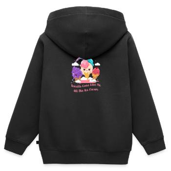 Les amygdales disparues donnez-moi toute la crème glacée drôle - Sweat Premium à capuche zippé enfant bio - noir - Dos - AI Model Kid Male (0cm)
