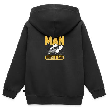 Man with a Pan - Kids Premium Organic Zip-up Hoodie - black - Back - AI Model Kid Male (0cm)