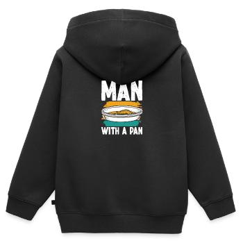 Man with a Pan - Kids Premium Organic Zip-up Hoodie - black - Back - AI Model Kid Male (0cm)