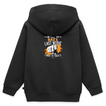 Regarde le dernier petit ami drôle de Bae - Sweat Premium à capuche zippé enfant bio - noir - Dos - AI Model Kid Male (0cm)
