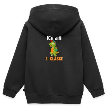 Schulkind Schulbeginn Erste Klasse Dinosaurier Ein - Kinder Premium Organic Zip Hoodie - Schwarz - Hinten - AI Model Kid Male (0cm)