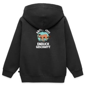 Abiturienten Abschluss Faultier 2023 Abitur - Kinder Premium Organic Zip Hoodie - Schwarz - Hinten - AI Model Kid Male (0cm)