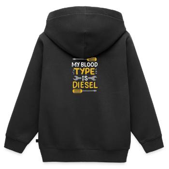 Meine Blutgruppe ist Diesel - Kinder Premium Organic Zip Hoodie - Schwarz - Hinten - AI Model Kid Male (0cm)