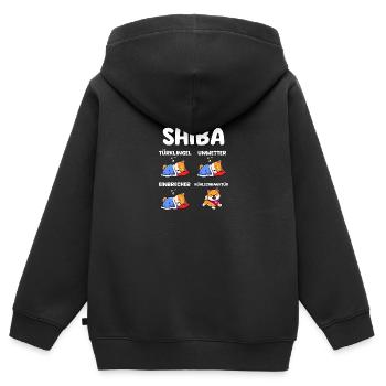 Hund Shiba Inu - Kinder Premium Organic Zip Hoodie - Schwarz - Hinten - AI Model Kid Male (0cm)