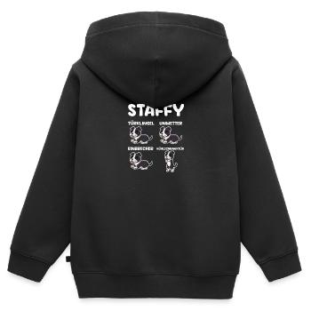 Hund Staffy - Kinder Premium Organic Zip Hoodie - Schwarz - Hinten - AI Model Kid Male (0cm)