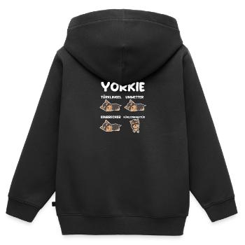 Hund Yorkie - Kinder Premium Organic Zip Hoodie - Schwarz - Hinten - AI Model Kid Male (0cm)