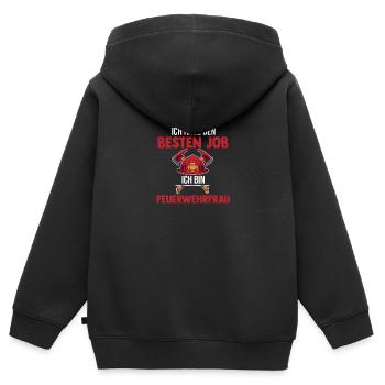 Feuerwehr Feuerwehrfrau - Kinder Premium Organic Zip Hoodie - Schwarz - Hinten - AI Model Kid Male (0cm)