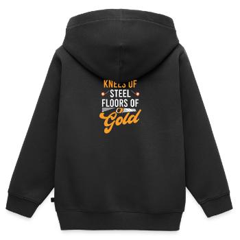 Floor installation - Kinder Premium Organic Zip Hoodie - Schwarz - Hinten - AI Model Kid Male (0cm)