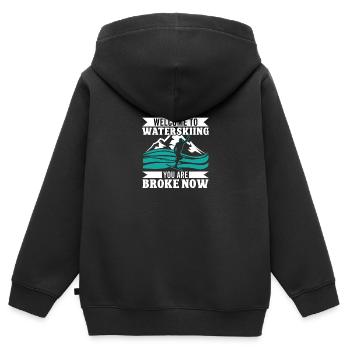 Bienvenue au ski nautique, vous êtes fauché maintenant - Sweat Premium à capuche zippé enfant bio - noir - Dos - AI Model Kid Male (0cm)