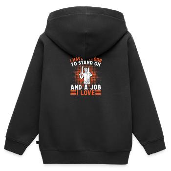 Installation au sol - Sweat Premium à capuche zippé enfant bio - noir - Dos - AI Model Kid Male (0cm)