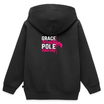 Pole Dance Dancer, Pole Dance, Pole Dancing - Sweat Premium à capuche zippé enfant bio - noir - Dos - AI Model Kid Male (0cm)