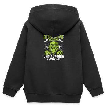 Film underground, Cinéma indépendant, Horreur - Sweat Premium à capuche zippé enfant bio - noir - Dos - AI Model Kid Male (0cm)