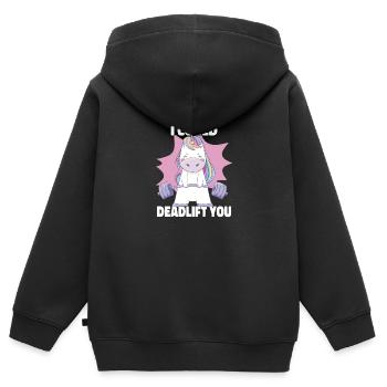 Je pourrais soulever la terre toi licorne mignonne dynamophilie - Sweat Premium à capuche zippé enfant bio - noir - Dos - AI Model Kid Male (0cm)