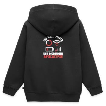 Die vier Reiter der modernen Apocalypse - Kinder Premium Organic Zip Hoodie - Schwarz - Hinten - AI Model Kid Male (0cm)