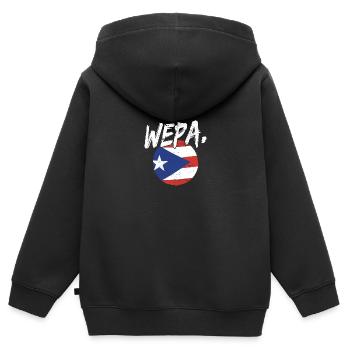 Fier drapeau portoricain de Porto Rico Wepa Latino - Sweat Premium à capuche zippé enfant bio - noir - Dos - AI Model Kid Male (0cm)
