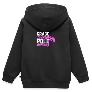 Pole Dance Dancer, Pole Dance, Pole Dancing - Sweat Premium à capuche zippé enfant bio - noir - Dos - AI Model Kid Male (0cm)