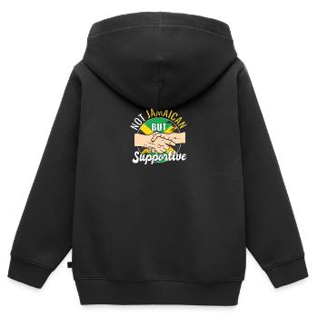 Pas jamaïcain mais voyageur de campagne solidaire - Sweat Premium à capuche zippé enfant bio - noir - Dos - AI Model Kid Male (0cm)