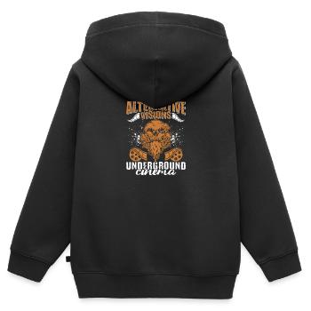 Film underground, Cinéma indépendant, Horreur - Sweat Premium à capuche zippé enfant bio - noir - Dos - AI Model Kid Male (0cm)
