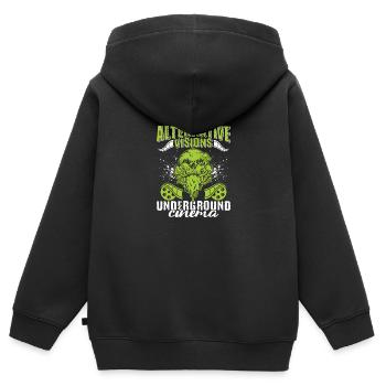 Film underground, Cinéma indépendant, Horreur - Sweat Premium à capuche zippé enfant bio - noir - Dos - AI Model Kid Male (0cm)