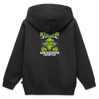 Film underground, Cinéma indépendant, Horreur - Sweat Premium à capuche zippé enfant bio - noir - Dos - AI Model Kid Male (0cm)