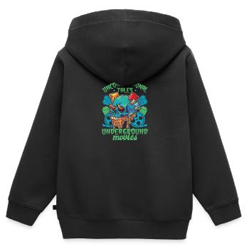 Film underground, Cinéma indépendant, Horreur - Sweat Premium à capuche zippé enfant bio - noir - Dos - AI Model Kid Male (0cm)