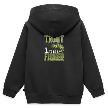 Funny Fishing Men Women - Kinder Premium Organic Zip Hoodie - Schwarz - Hinten - AI Model Kid Male (0cm)