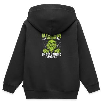 Film underground, Cinéma indépendant, Horreur - Sweat Premium à capuche zippé enfant bio - noir - Dos - AI Model Kid Male (0cm)