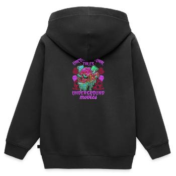 Film underground, Cinéma indépendant, Horreur - Sweat Premium à capuche zippé enfant bio - noir - Dos - AI Model Kid Male (0cm)