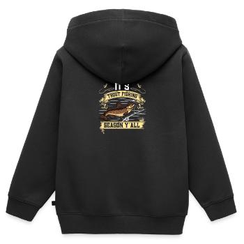 Funny Fishing Men Women - Kinder Premium Organic Zip Hoodie - Schwarz - Hinten - AI Model Kid Male (0cm)