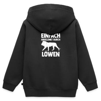 Löwe Löwen - Kinder Premium Organic Zip Hoodie - Schwarz - Hinten - AI Model Kid Male (0cm)