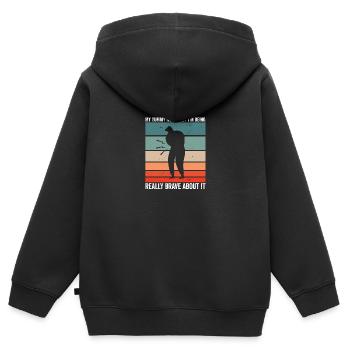 Drôle de survivant de maux de ventre Mon ventre fait mal coeliaque - Sweat Premium à capuche zippé enfant bio - noir - Dos - AI Model Kid Male (0cm)