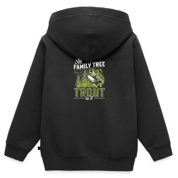 Funny Fishing Men Women - Kinder Premium Organic Zip Hoodie - Schwarz - Hinten - AI Model Kid Male (0cm)