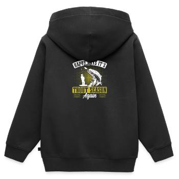 Funny Fishing Men Women - Kinder Premium Organic Zip Hoodie - Schwarz - Hinten - AI Model Kid Male (0cm)