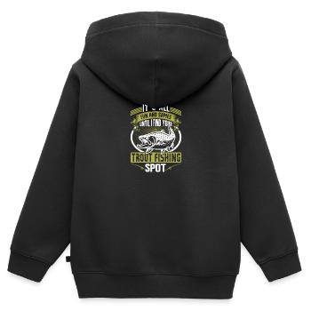 Funny Fishing Men Women - Kinder Premium Organic Zip Hoodie - Schwarz - Hinten - AI Model Kid Male (0cm)