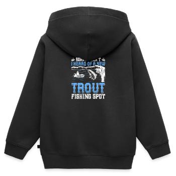 Funny Fishing Men Women - Kinder Premium Organic Zip Hoodie - Schwarz - Hinten - AI Model Kid Male (0cm)