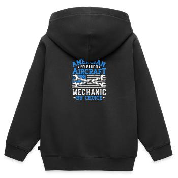 Love Avion aviation - Sweat Premium à capuche zippé enfant bio - noir - Dos - AI Model Kid Male (0cm)