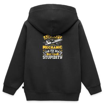 Love Avion aviation - Sweat Premium à capuche zippé enfant bio - noir - Dos - AI Model Kid Male (0cm)