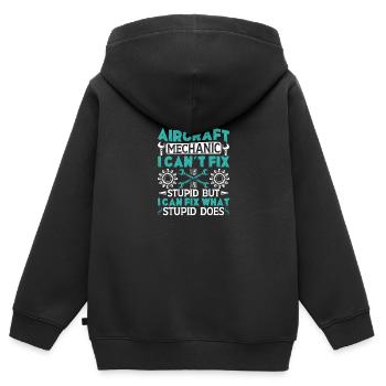 Love Avion aviation - Sweat Premium à capuche zippé enfant bio - noir - Dos - AI Model Kid Male (0cm)